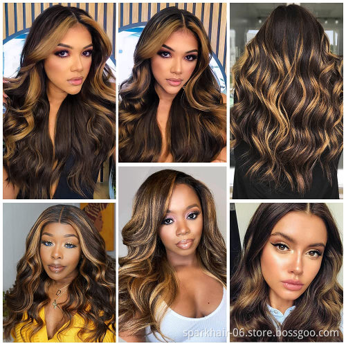 P4/27 Blonde Highlights Wig Human Hair Mix Color Deep Curly Wave Pre-Plucked HD Transparent Lace Front Raw Virgin Hair Wigs